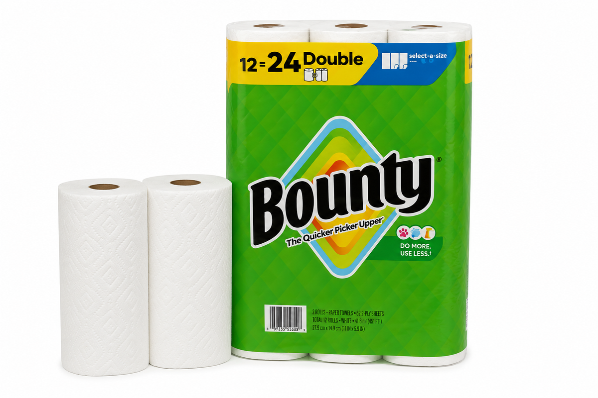 Bounty Select-A-Size Paper Towels - White - 12 Big Rolls