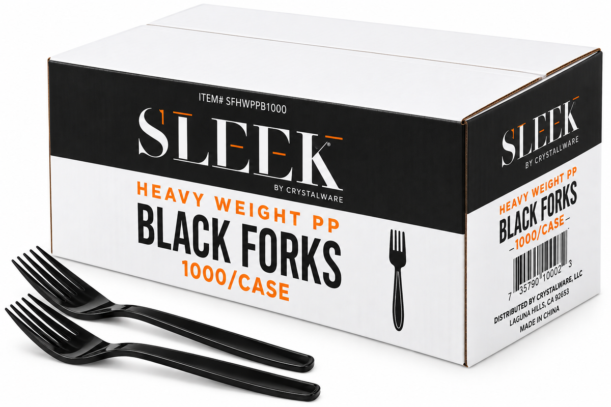 Forks - Black Sleek Heavyweight Plastic - 1000/case