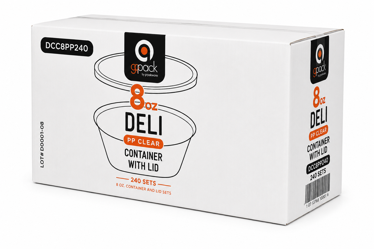 Deli Containers with Lids - Clear PP - 8 oz. - 240 combos