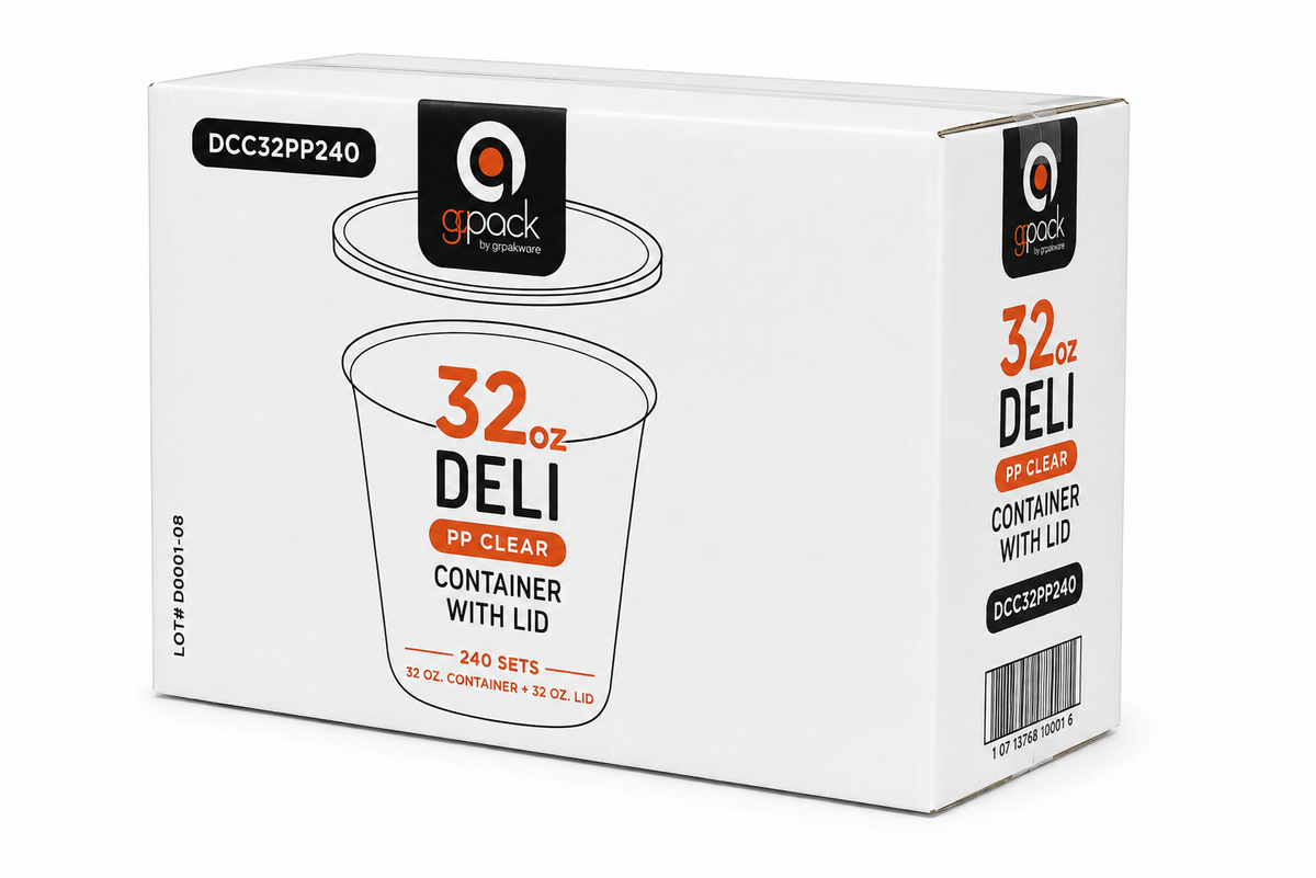 Deli Containers with Lids - Clear PP - 32 oz. - 240 combos