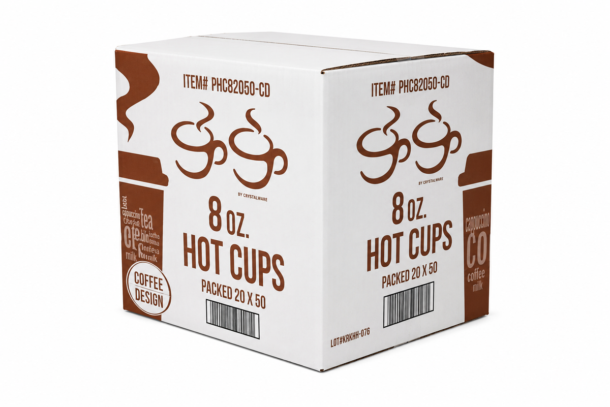 Paper Hot Cups - Bean Design - 8 oz. (NYM8)