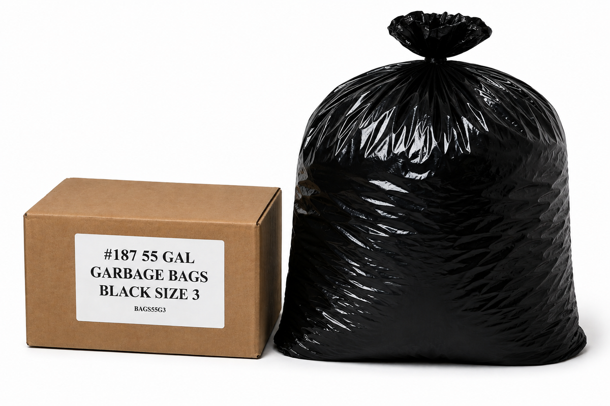 Trash Bags - Black 55 gal. Size 3 (#187)